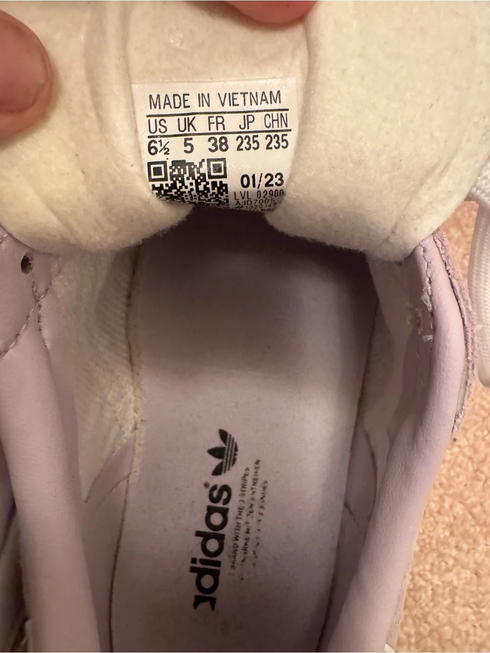 adidas Gazelle Women's Light Lavender Suede Sneakers with White Stripes
